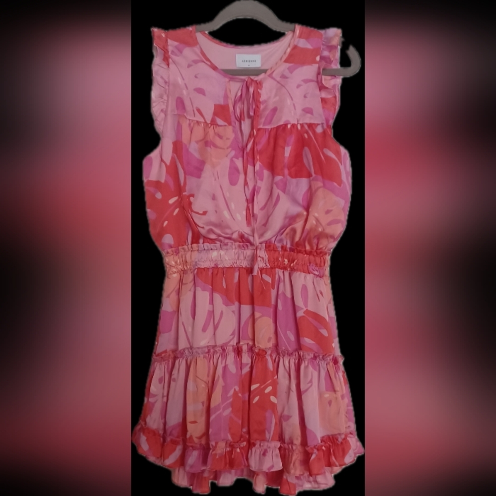 Adrienne Pink and Red Floral Dress